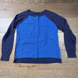 Boden Women's Wool Blend Sweater Navy, Textured Front, Crewneck Sz 8 Winter